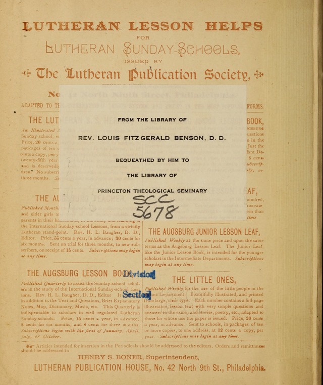 Augsburg Songs for Sunday Schools and other services page ii