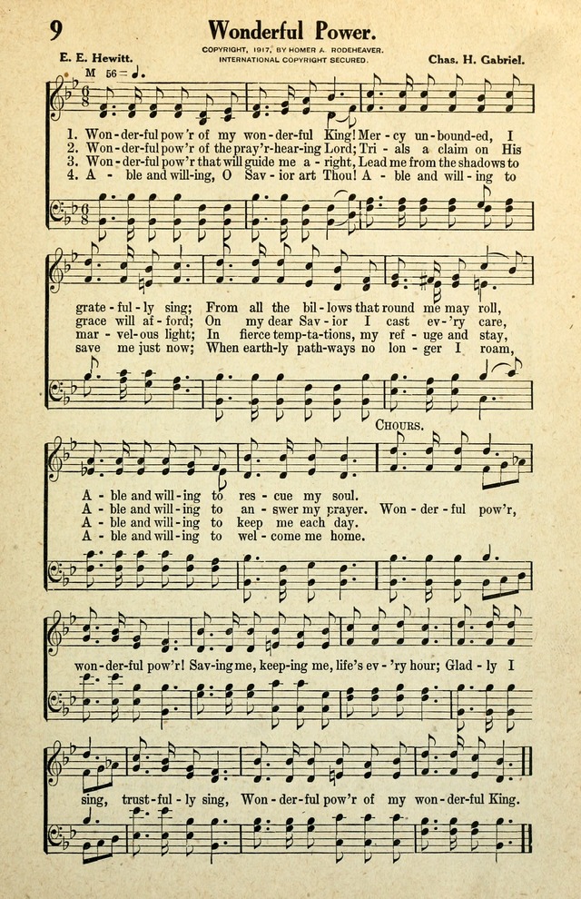 Awakening Songs for the Church, Sunday School and Evangelistic Services page 9