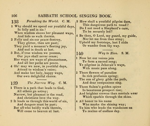 The American Sabbath School Singing Book: containing hymns, tunes, scriptural selections and chants, for Sabbath schools page 106