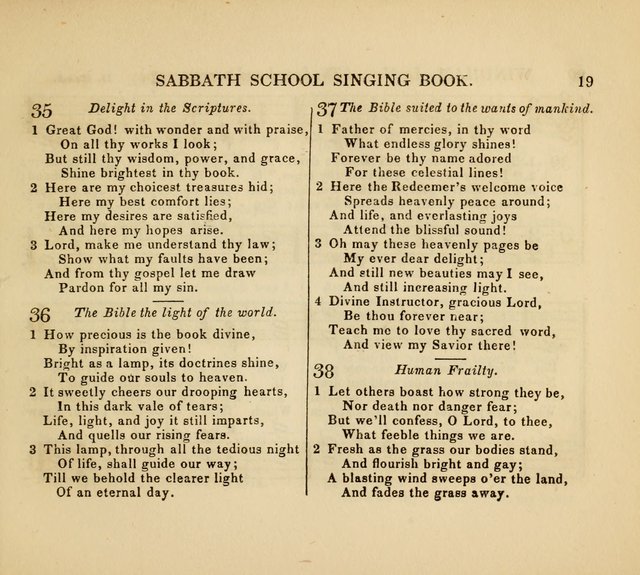 The American Sabbath School Singing Book: containing hymns, tunes, scriptural selections and chants, for Sabbath schools page 19