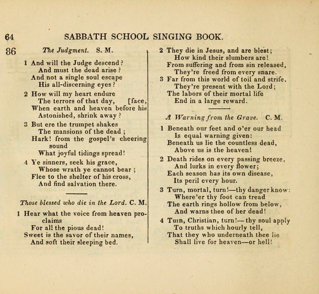 The American Sabbath School Singing Book: containing hymns, tunes, scriptural selections and chants, for Sabbath schools page 64