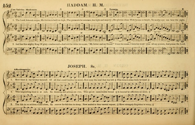 The American Vocalist: a selection of tunes, anthems, sentences, and hymns, old and new: designed for the church, the vestry, or the parlor; adapted to every variety of metre in common use. (Rev. ed.) page 152