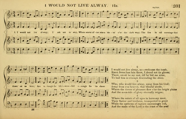 The American Vocalist: a selection of tunes, anthems, sentences, and hymns, old and new: designed for the church, the vestry, or the parlor; adapted to every variety of metre in common use. (Rev. ed.) page 201