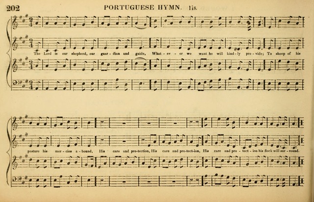 The American Vocalist: a selection of tunes, anthems, sentences, and hymns, old and new: designed for the church, the vestry, or the parlor; adapted to every variety of metre in common use. (Rev. ed.) page 202