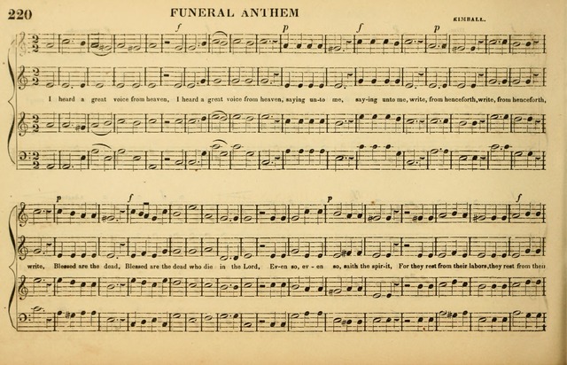 The American Vocalist: a selection of tunes, anthems, sentences, and hymns, old and new: designed for the church, the vestry, or the parlor; adapted to every variety of metre in common use. (Rev. ed.) page 220