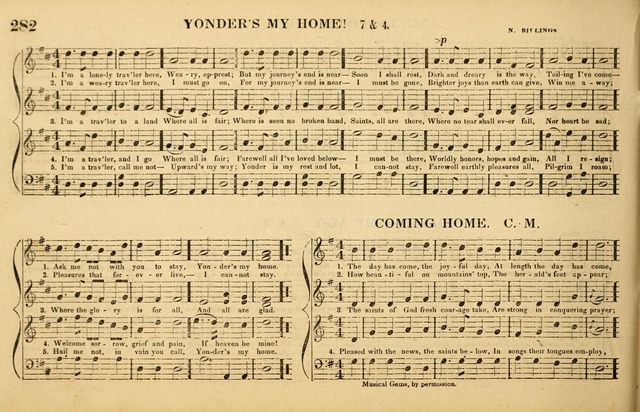 The American Vocalist: a selection of tunes, anthems, sentences, and hymns, old and new: designed for the church, the vestry, or the parlor; adapted to every variety of metre in common use. (Rev. ed.) page 282