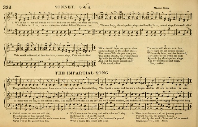 The American Vocalist: a selection of tunes, anthems, sentences, and hymns, old and new: designed for the church, the vestry, or the parlor; adapted to every variety of metre in common use. (Rev. ed.) page 332