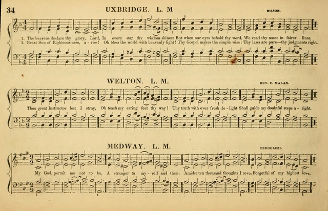 The American Vocalist: a selection of tunes, anthems, sentences, and hymns, old and new: designed for the church, the vestry, or the parlor; adapted to every variety of metre in common use. (Rev. ed.) page 34