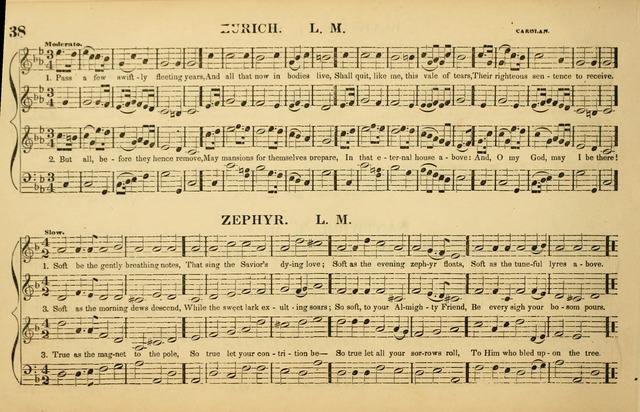 The American Vocalist: a selection of tunes, anthems, sentences, and hymns, old and new: designed for the church, the vestry, or the parlor; adapted to every variety of metre in common use. (Rev. ed.) page 38