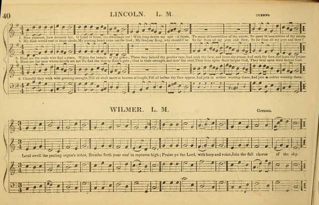 The American Vocalist: a selection of tunes, anthems, sentences, and hymns, old and new: designed for the church, the vestry, or the parlor; adapted to every variety of metre in common use. (Rev. ed.) page 40
