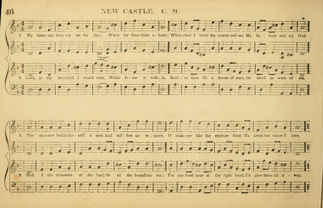 The American Vocalist: a selection of tunes, anthems, sentences, and hymns, old and new: designed for the church, the vestry, or the parlor; adapted to every variety of metre in common use. (Rev. ed.) page 46