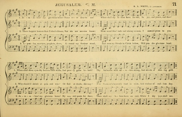 The American Vocalist: a selection of tunes, anthems, sentences, and hymns, old and new: designed for the church, the vestry, or the parlor; adapted to every variety of metre in common use. (Rev. ed.) page 71