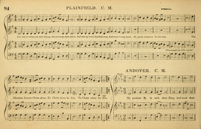 The American Vocalist: a selection of tunes, anthems, sentences, and hymns, old and new: designed for the church, the vestry, or the parlor; adapted to every variety of metre in common use. (Rev. ed.) page 84