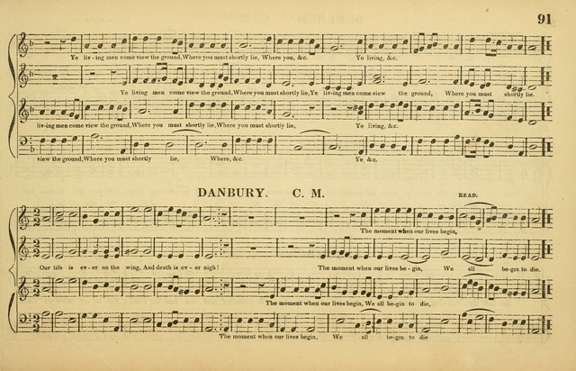 The American Vocalist: a selection of tunes, anthems, sentences, and hymns, old and new: designed for the church, the vestry, or the parlor; adapted to every variety of metre in common use. (Rev. ed.) page 91