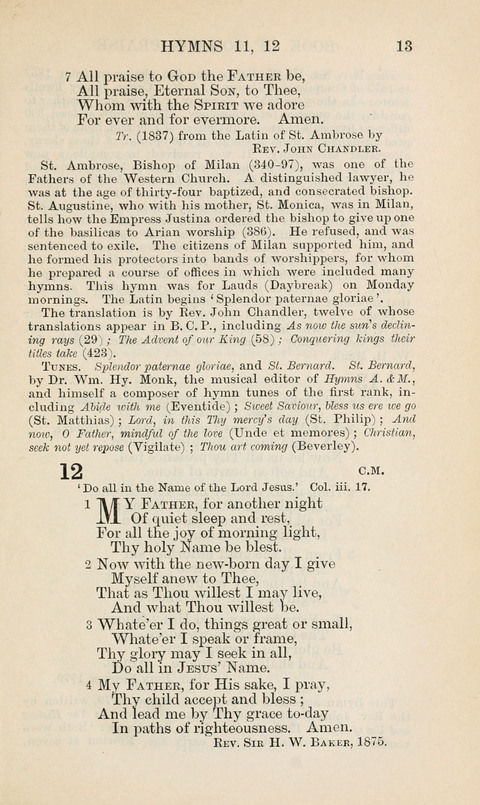 The Book of Common Praise: being the Hymn Book of the Church of England in Canada. Annotated edition page 13