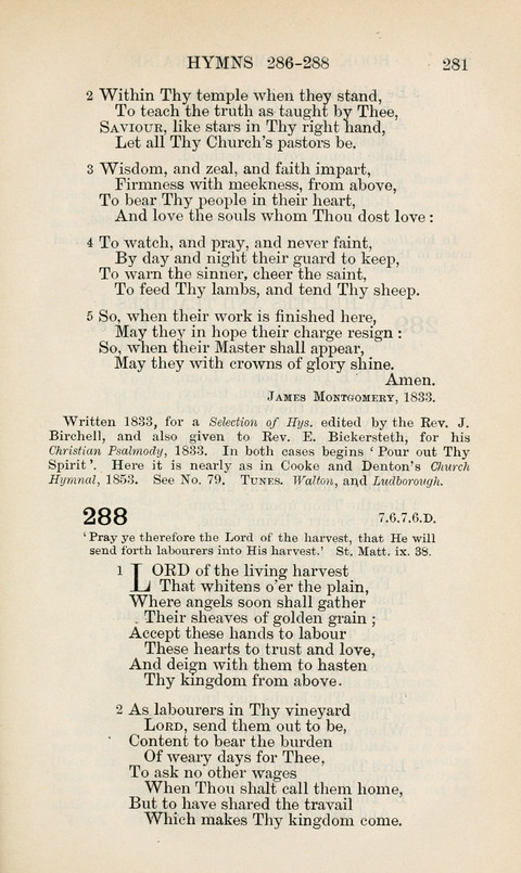 The Book of Common Praise: being the Hymn Book of the Church of England in Canada. Annotated edition page 281