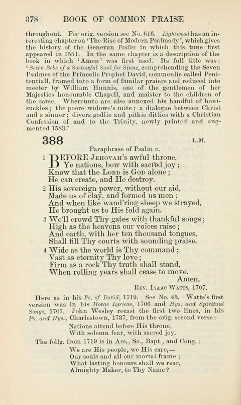 The Book of Common Praise: being the Hymn Book of the Church of England in Canada. Annotated edition page 378