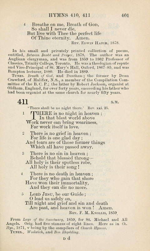 The Book of Common Praise: being the Hymn Book of the Church of England in Canada. Annotated edition page 401