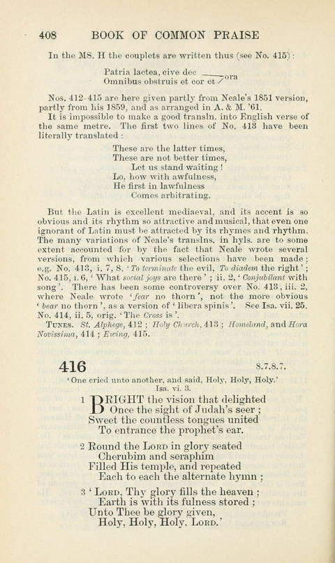 The Book of Common Praise: being the Hymn Book of the Church of England in Canada. Annotated edition page 408
