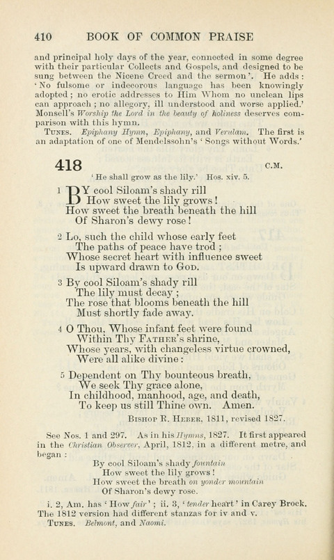 The Book of Common Praise: being the Hymn Book of the Church of England in Canada. Annotated edition page 410