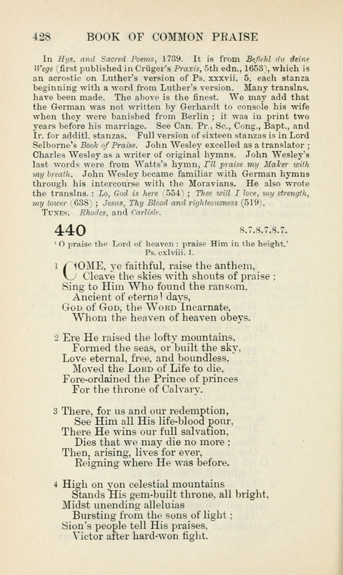The Book of Common Praise: being the Hymn Book of the Church of England in Canada. Annotated edition page 428