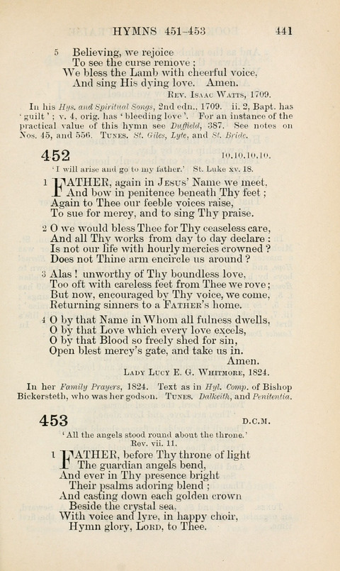 The Book of Common Praise: being the Hymn Book of the Church of England in Canada. Annotated edition page 441