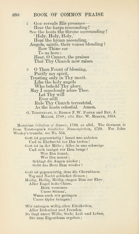 The Book of Common Praise: being the Hymn Book of the Church of England in Canada. Annotated edition page 460