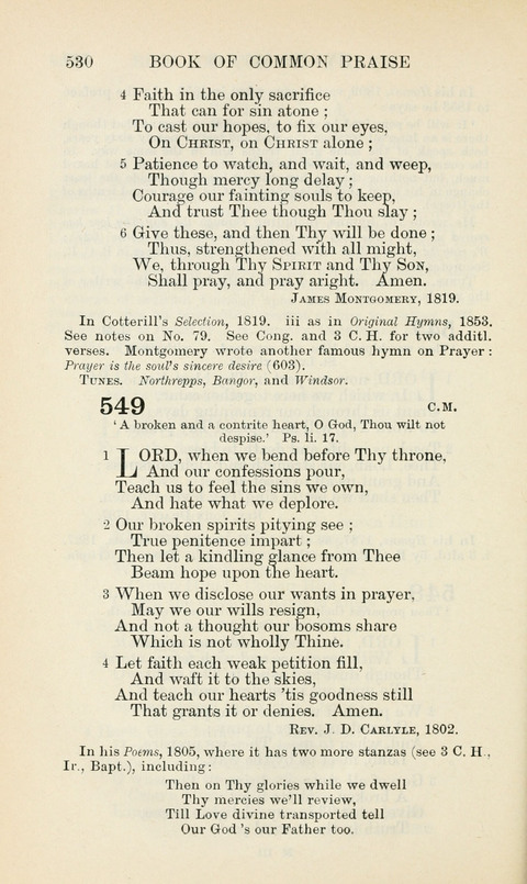 The Book of Common Praise: being the Hymn Book of the Church of England in Canada. Annotated edition page 530