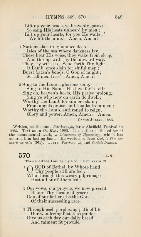 The Book of Common Praise: being the Hymn Book of the Church of England in Canada. Annotated edition page 549