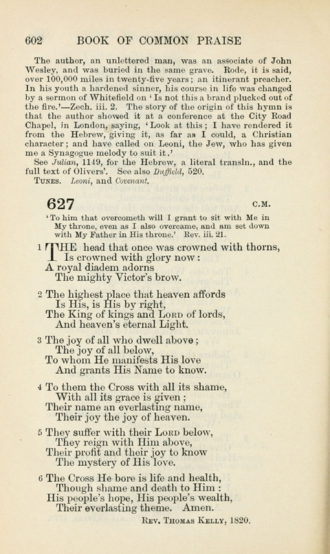 The Book of Common Praise: being the Hymn Book of the Church of England in Canada. Annotated edition page 602