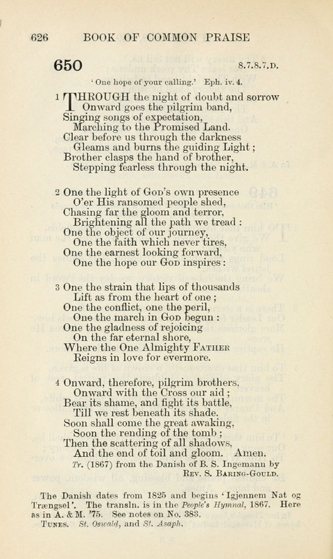 The Book of Common Praise: being the Hymn Book of the Church of England in Canada. Annotated edition page 626