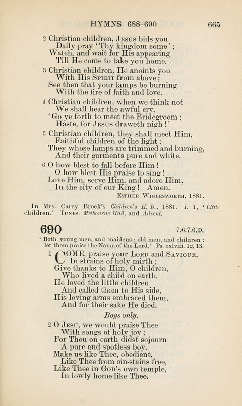 The Book of Common Praise: being the Hymn Book of the Church of England in Canada. Annotated edition page 665