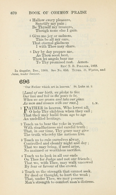 The Book of Common Praise: being the Hymn Book of the Church of England in Canada. Annotated edition page 670