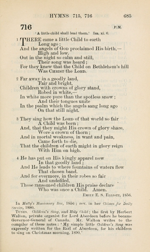 The Book of Common Praise: being the Hymn Book of the Church of England in Canada. Annotated edition page 685