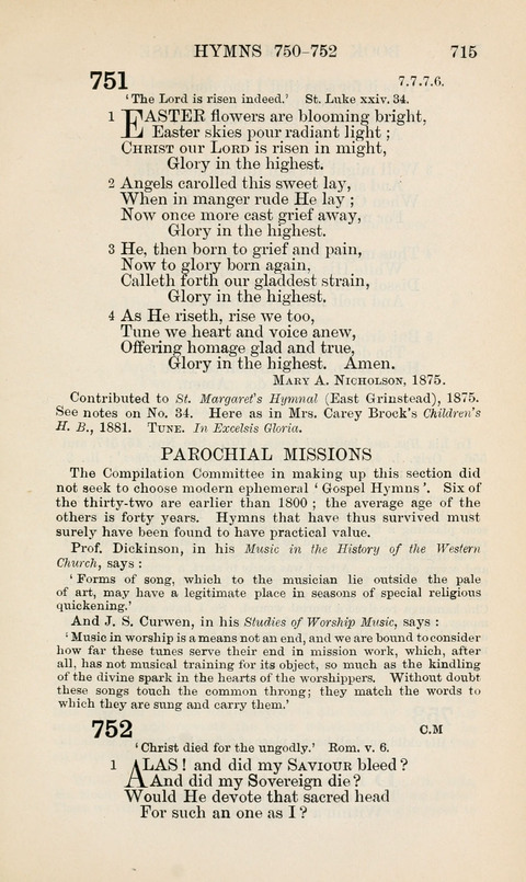 The Book of Common Praise: being the Hymn Book of the Church of England in Canada. Annotated edition page 715