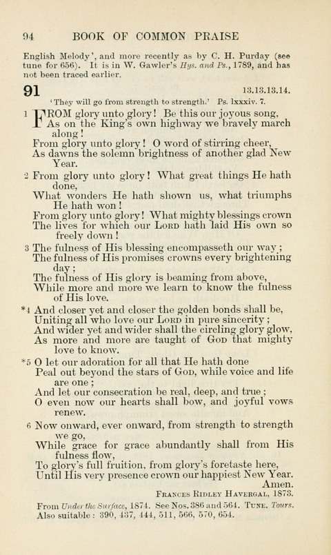The Book of Common Praise: being the Hymn Book of the Church of England in Canada. Annotated edition page 94