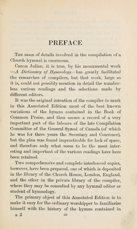 The Book of Common Praise: being the Hymn Book of the Church of England in Canada. Annotated edition page xi