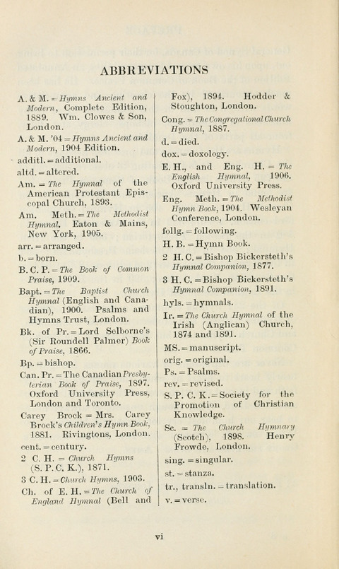 The Book of Common Praise: being the Hymn Book of the Church of England in Canada. Annotated edition page xiv