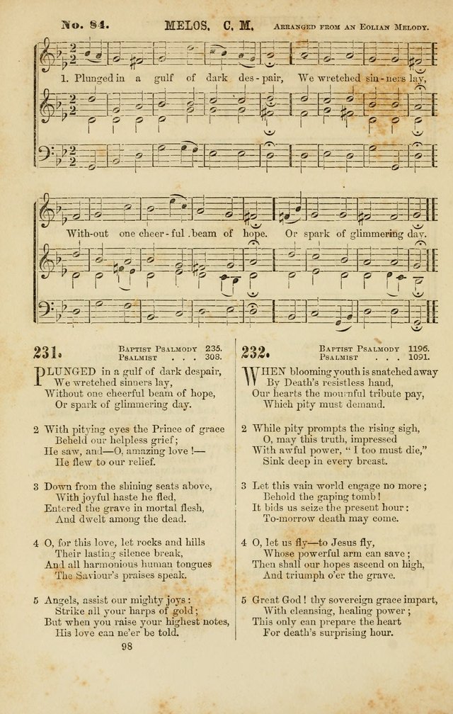 Baptist Chorals: a tune and hymn book designed to promote general congregational singing; containing one hundred and sixty four tunes adapted to about four hundred choice hymns  page 105