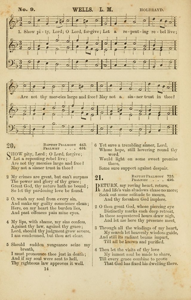 Baptist Chorals: a tune and hymn book designed to promote general congregational singing; containing one hundred and sixty four tunes adapted to about four hundred choice hymns  page 21