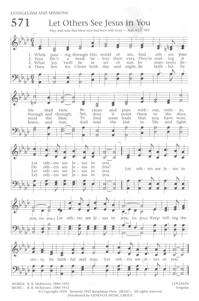 Baptist Hymnal 1991 page 510
