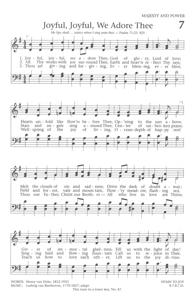 Baptist Hymnal 1991 page 7