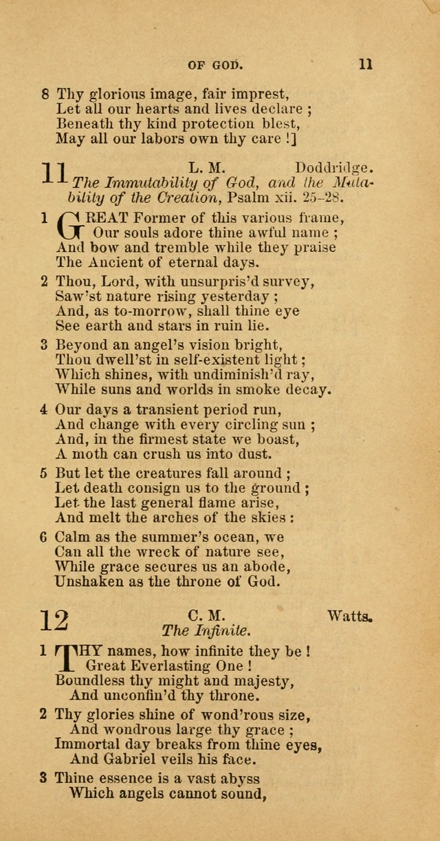 The Baptist Hymn Book: comprising a large and choice collection of psalms, hymns and spiritual songs, adapted to the faith and order of the Old School, or Primitive Baptists (2nd stereotype Ed.) page 11