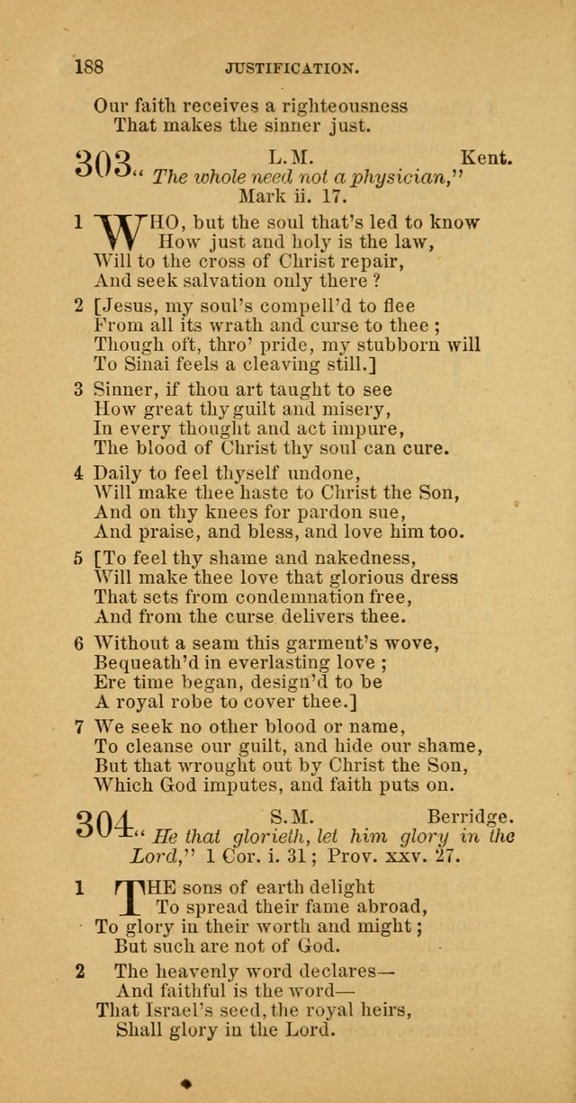 The Baptist Hymn Book: comprising a large and choice collection of psalms, hymns and spiritual songs, adapted to the faith and order of the Old School, or Primitive Baptists (2nd stereotype Ed.) page 188