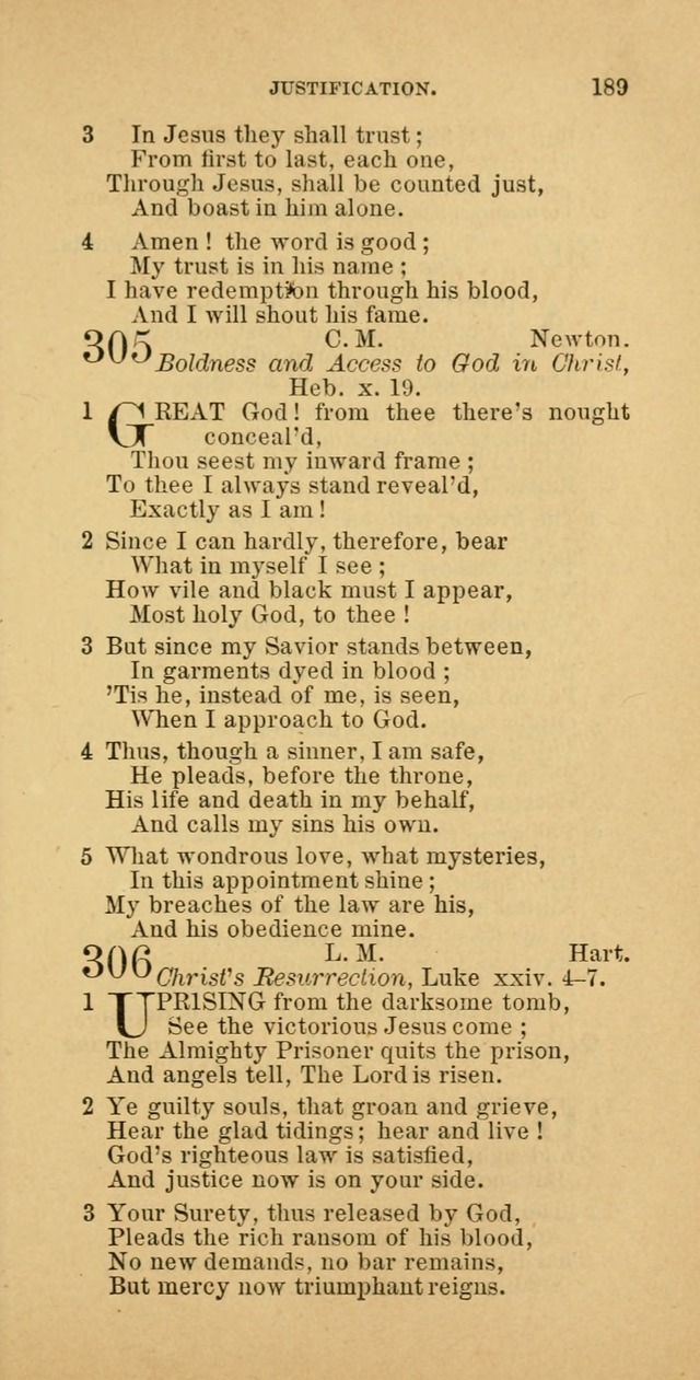 The Baptist Hymn Book: comprising a large and choice collection of psalms, hymns and spiritual songs, adapted to the faith and order of the Old School, or Primitive Baptists (2nd stereotype Ed.) page 189