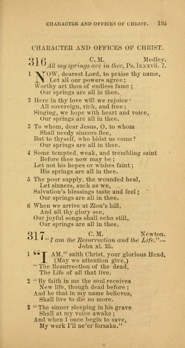 The Baptist Hymn Book: comprising a large and choice collection of psalms, hymns and spiritual songs, adapted to the faith and order of the Old School, or Primitive Baptists (2nd stereotype Ed.) page 195