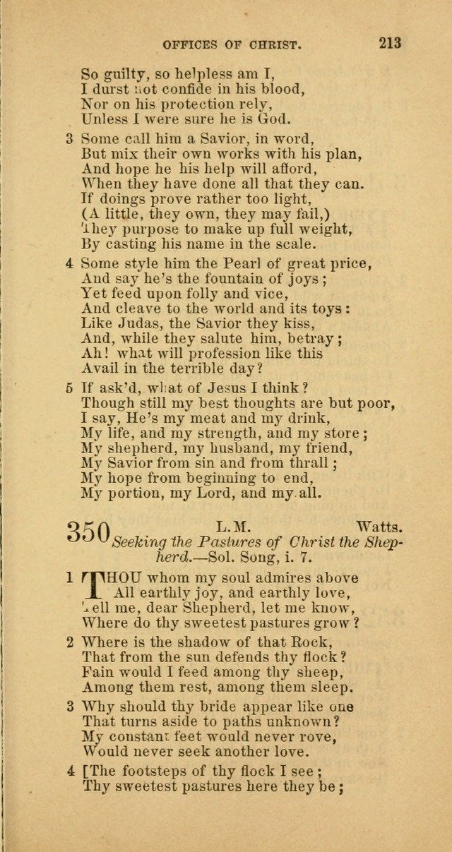 The Baptist Hymn Book: comprising a large and choice collection of psalms, hymns and spiritual songs, adapted to the faith and order of the Old School, or Primitive Baptists (2nd stereotype Ed.) page 213
