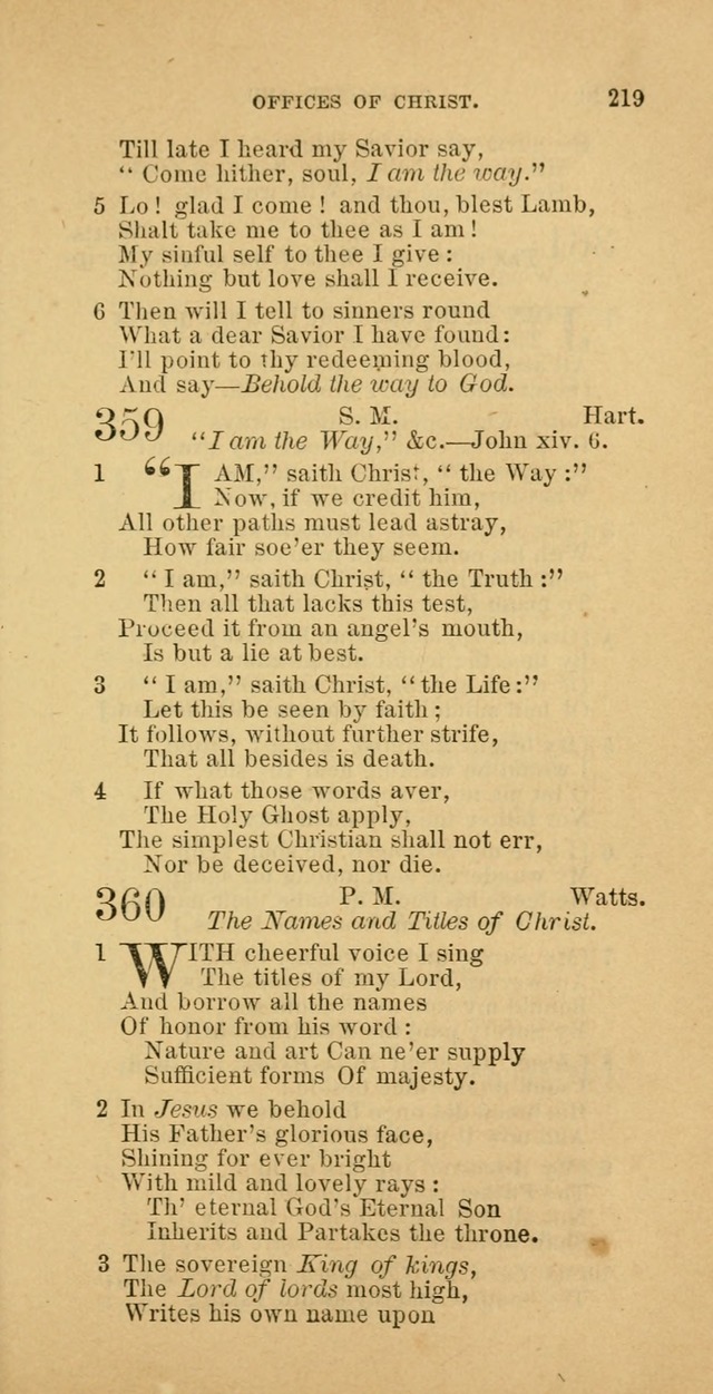 The Baptist Hymn Book: comprising a large and choice collection of psalms, hymns and spiritual songs, adapted to the faith and order of the Old School, or Primitive Baptists (2nd stereotype Ed.) page 219
