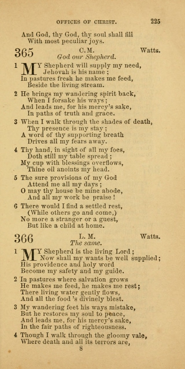 The Baptist Hymn Book: comprising a large and choice collection of psalms, hymns and spiritual songs, adapted to the faith and order of the Old School, or Primitive Baptists (2nd stereotype Ed.) page 225