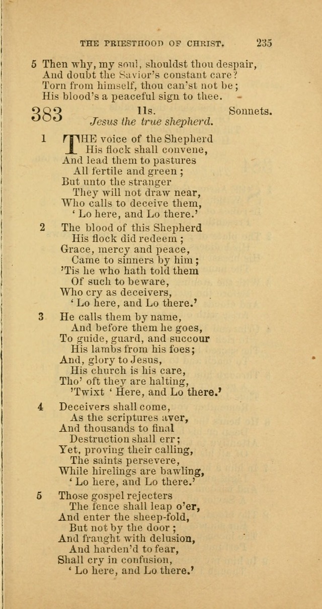 The Baptist Hymn Book: comprising a large and choice collection of psalms, hymns and spiritual songs, adapted to the faith and order of the Old School, or Primitive Baptists (2nd stereotype Ed.) page 235